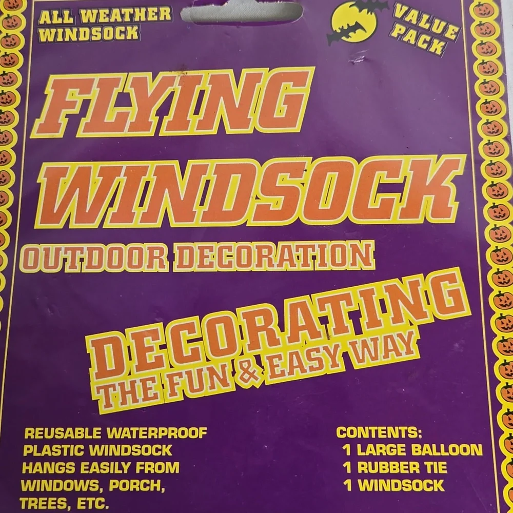 All Weather Flying Windsock Outdoor Decoration, Fall Halloween, 4.5 Ft Tall, New